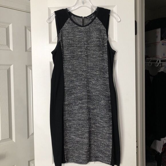 Eileen Fisher Tweedy Black Ponte Knit Sheath Dress Small Acadamia Tweed … - Picture 4 of 8